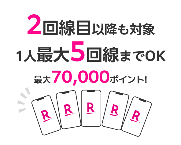 2回線目以降も対象。お一人最大5回線までOK